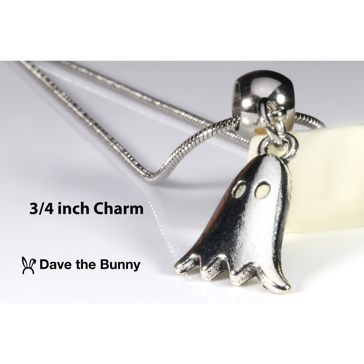 Ghost Ghoul Scary Charm Necklace with Stainless Steel Snake Chain