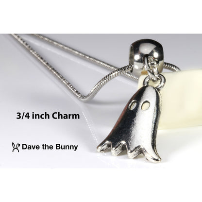 Ghost Ghoul Scary Charm Necklace with Stainless Steel Snake Chain