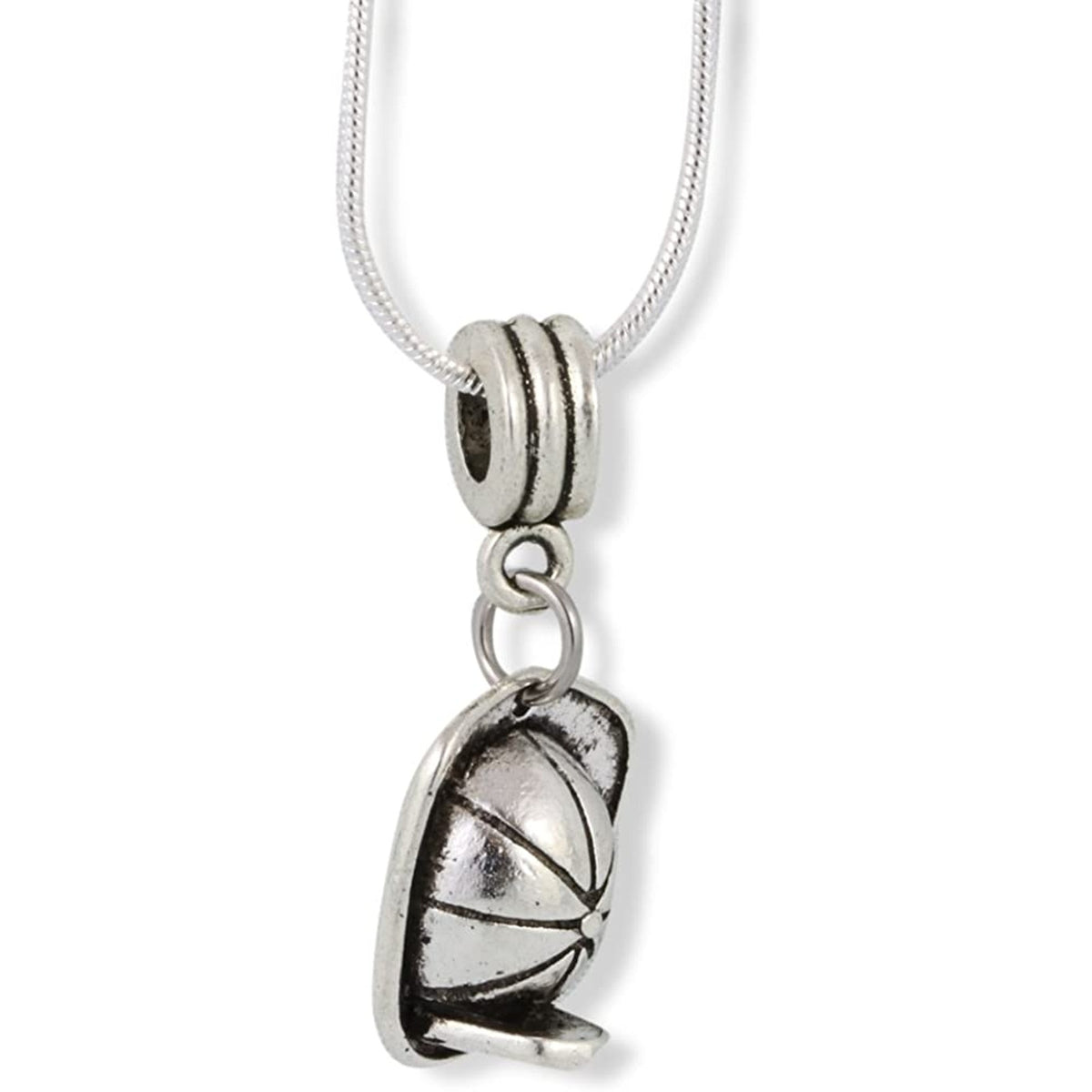 Fireman Helmet Charm Necklace with Stainless Steel Snake Chain
