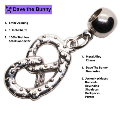 Pretzel Charm Bracelet with Stainless Steel Snake Chain