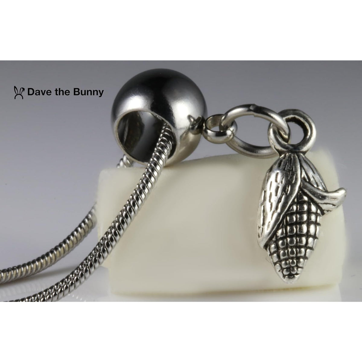 Corn Cob Charm Necklace with Stainless Steel Snake Chain