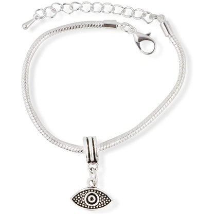 Evil Eye Protection Charm Bracelet with Stainless Steel Snake Chain