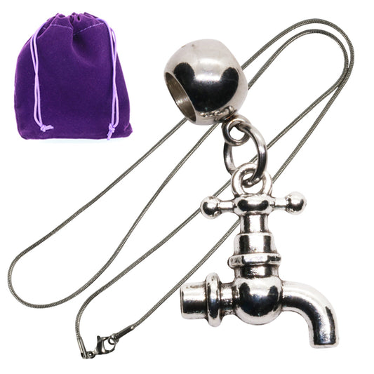 Faucet Charm Necklace with Stainless Steel Snake Chain