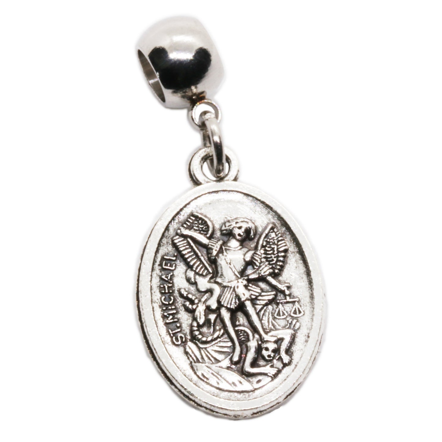 St Michael Charm - Guardian Angel St Michael Pendant for Men with Stainless Steel Connector and Metal Alloy Charm - St Michael the Archangel Necklace, Durable Religious Jewelry for Daily Wear