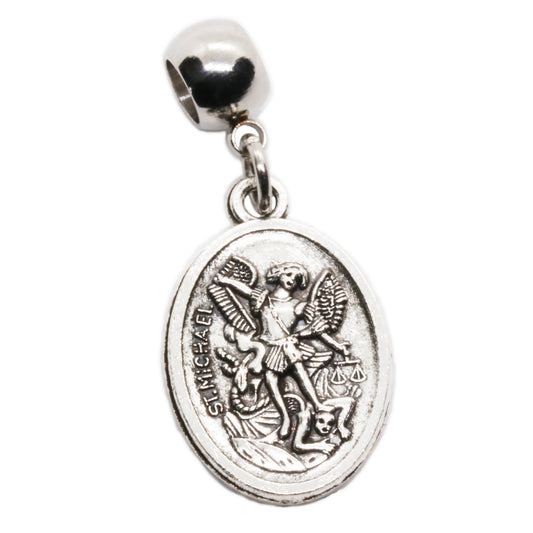 St Michael Charm - Guardian Angel St Michael Pendant for Men with Stainless Steel Connector and Metal Alloy Charm - St Michael the Archangel Necklace, Durable Religious Jewelry for Daily Wear