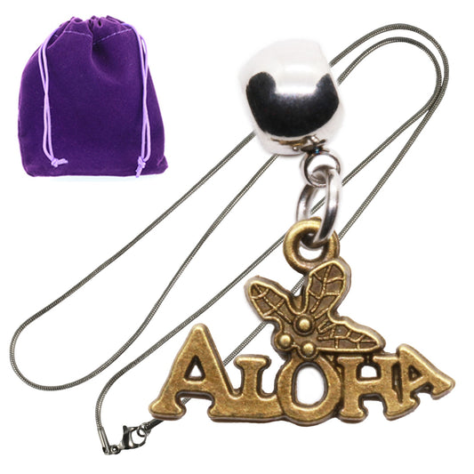 Aloha Charm Necklace with Stainless Steel Snake Chain