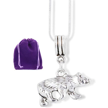 Mama Bear Charm Necklace with Stainless Steel Snake Chain