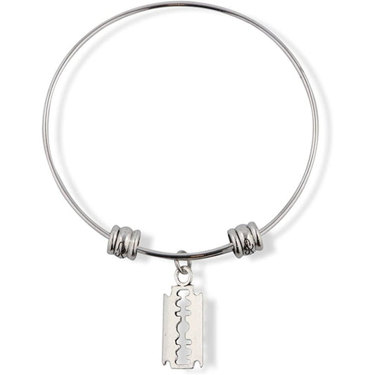 Razor Blade Goth Gothic Charm Bangle Bracelet