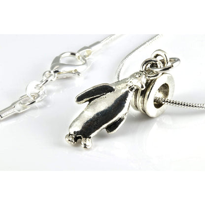 Penguin Charm Necklace with Stainless Steel Snake Chain