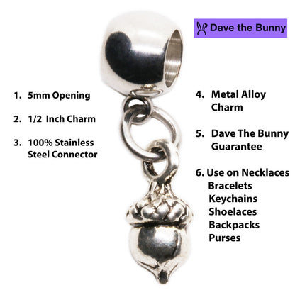 Acorn Charm Necklace with Stainless Steel Snake Chain