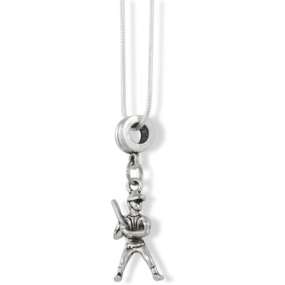 Baseball Player Ready Swing Bat Charm Necklace