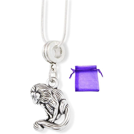 Macaque Long Tailed Monkey Charm Necklace