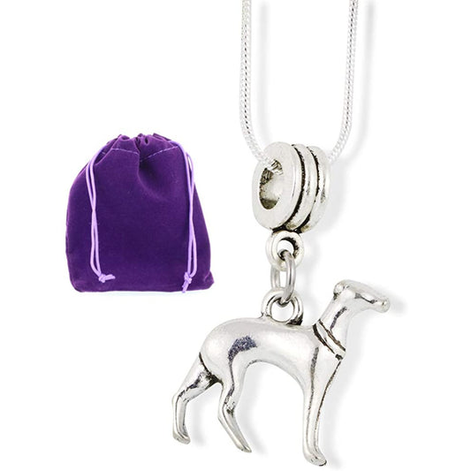 Greyhound Charm Necklace with Stainless Steel Snake Chain