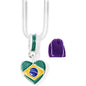 Brazilian Flag Brazil Heart Charm Necklace