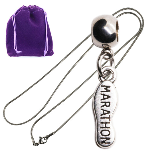 Marathon Charm Necklace with Stainless Steel Snake Chain