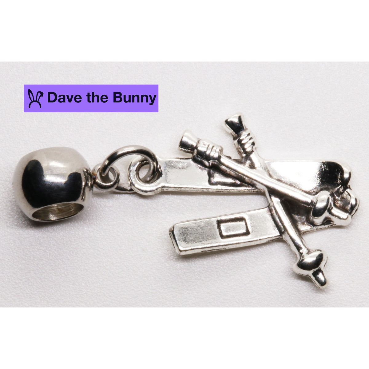 Skis Poles Charm Necklace with Stainless Steel Snake Chain