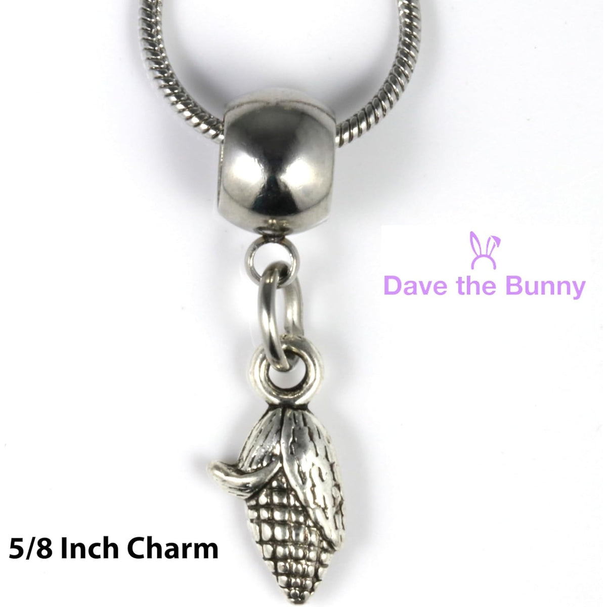 Corn Cob Charm Necklace with Stainless Steel Snake Chain