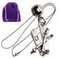 Skis Poles Charm Necklace with Stainless Steel Snake Chain
