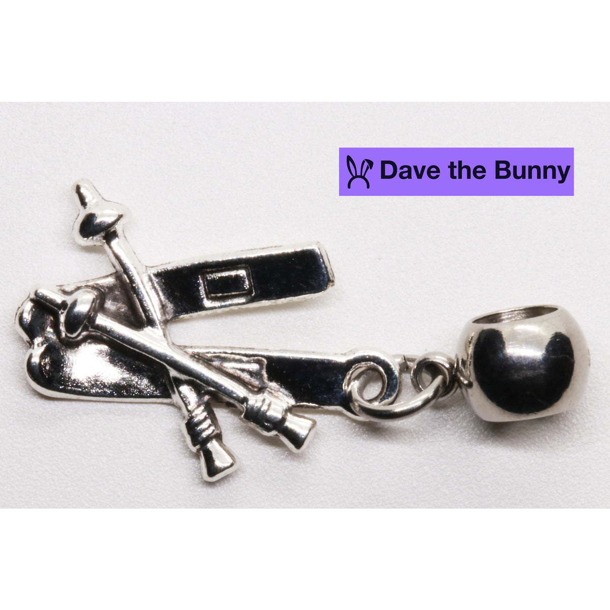Skis Poles Charm Necklace with Stainless Steel Snake Chain