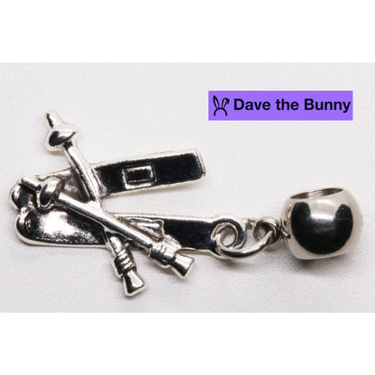 Skis Poles Charm Necklace with Stainless Steel Snake Chain
