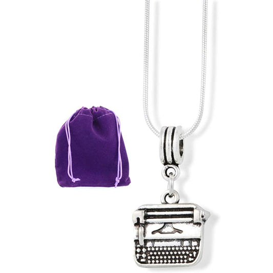 Typewriter Charm Necklace with Stainless Steel Snake Chain