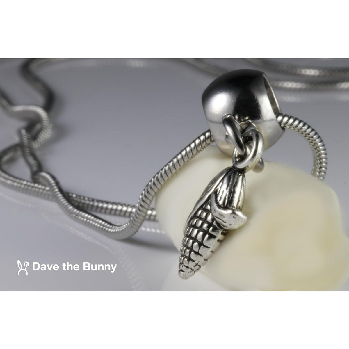 Corn Cob Charm Necklace with Stainless Steel Snake Chain