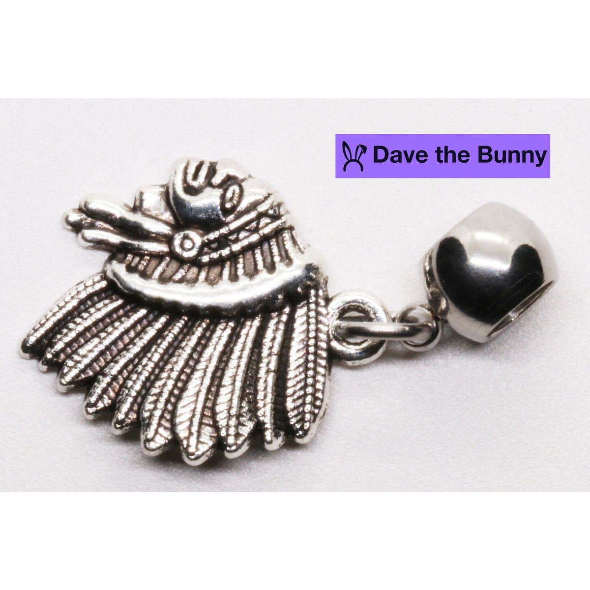 Feathered Headdress Charm Necklace with Stainless Steel Snake Chain