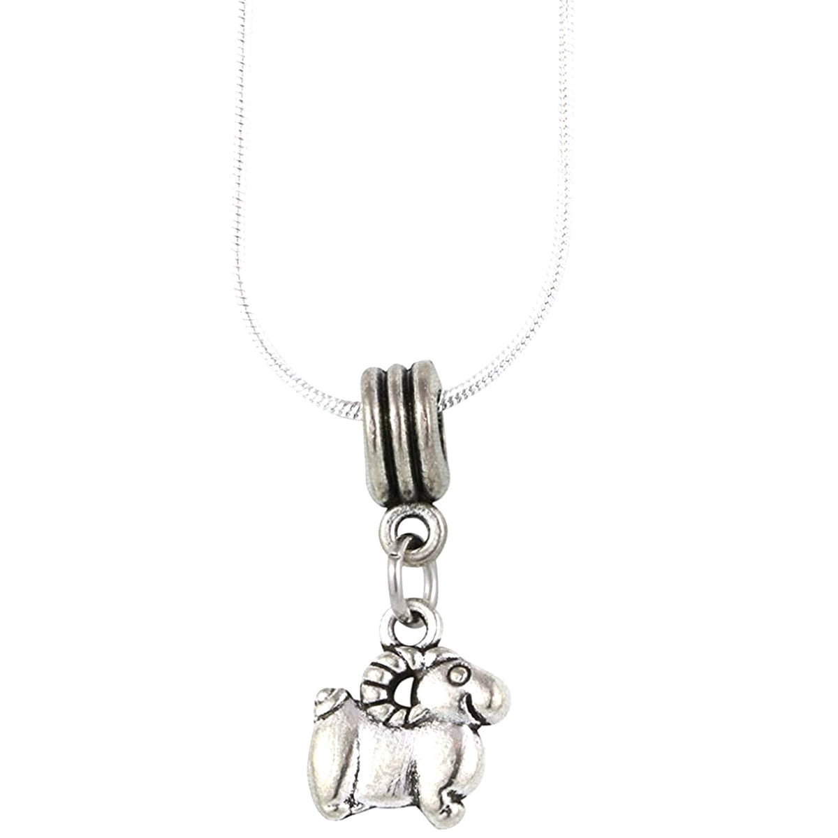 Ram Mountain Goat Charm Necklace with Stainless Steel Snake Chain