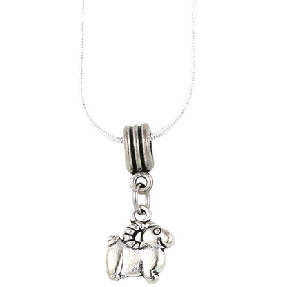 Ram Mountain Goat Charm Necklace with Stainless Steel Snake Chain