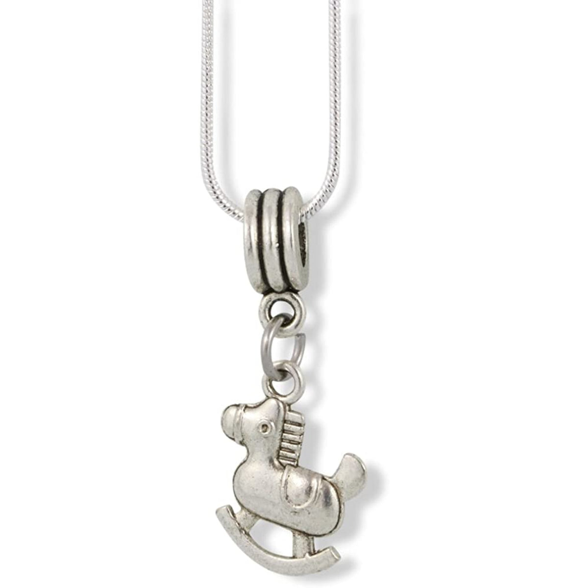 Rocking Horse Charm Necklace with Stainless Steel Snake Chain