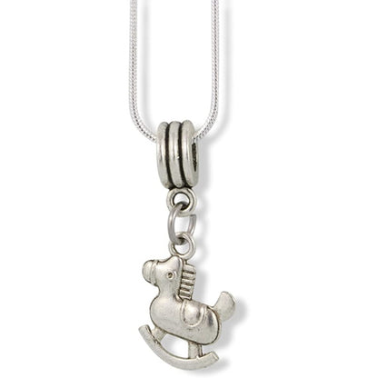Rocking Horse Charm Necklace with Stainless Steel Snake Chain