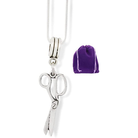 Scissors Charm Necklace with Stainless Steel Snake Chain