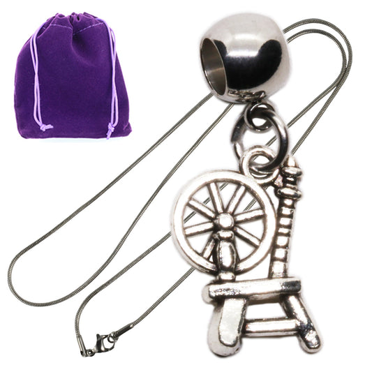 Spinning Wheel Charm Necklace with Stainless Steel Snake Chain