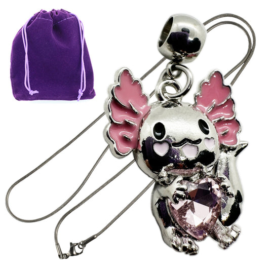 Axolotl Sea Marine Charm Necklace with Stainless Steel Snake Chain