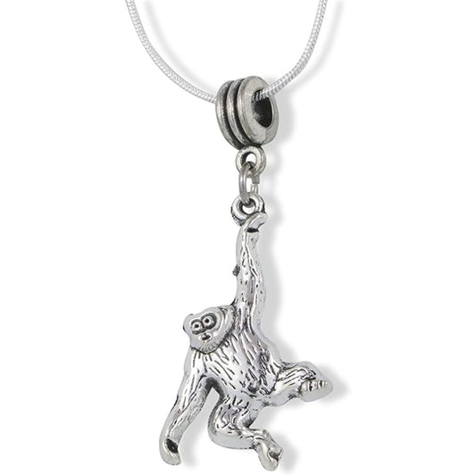 Monkey Hanging By One Arm Charm Necklace