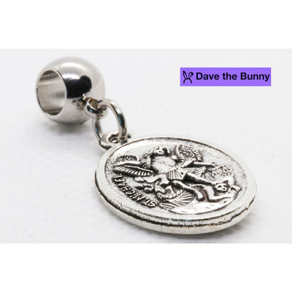 St Michael Charm - Guardian Angel St Michael Pendant for Men with Stainless Steel Connector and Metal Alloy Charm - St Michael the Archangel Necklace, Durable Religious Jewelry for Daily Wear