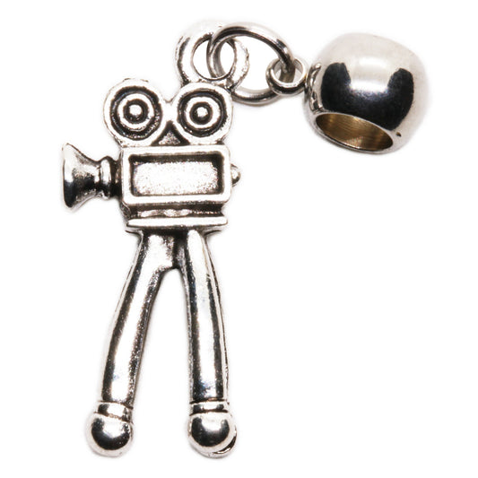 Vintage Camera Charm with Stainless Steel Connector