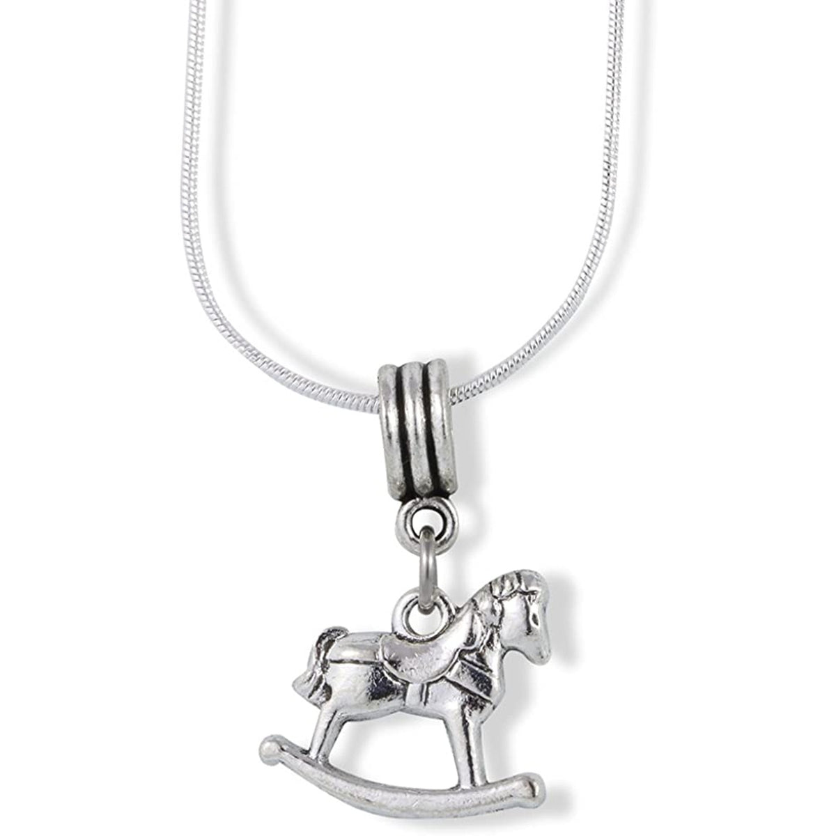 Rocking Horse Charm Necklace with Stainless Steel Snake Chain