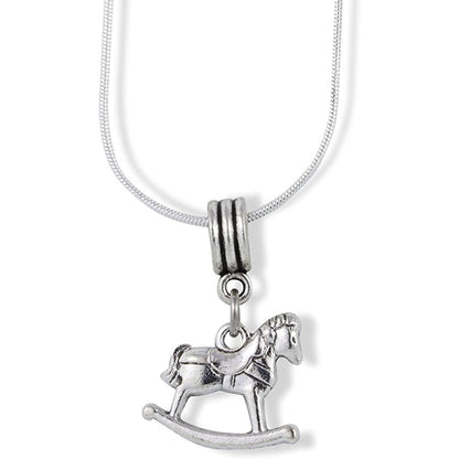 Rocking Horse Charm Necklace with Stainless Steel Snake Chain