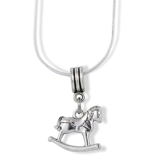 Rocking Horse Charm Necklace with Stainless Steel Snake Chain
