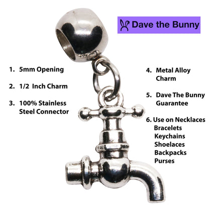 Faucet Charm Necklace with Stainless Steel Snake Chain