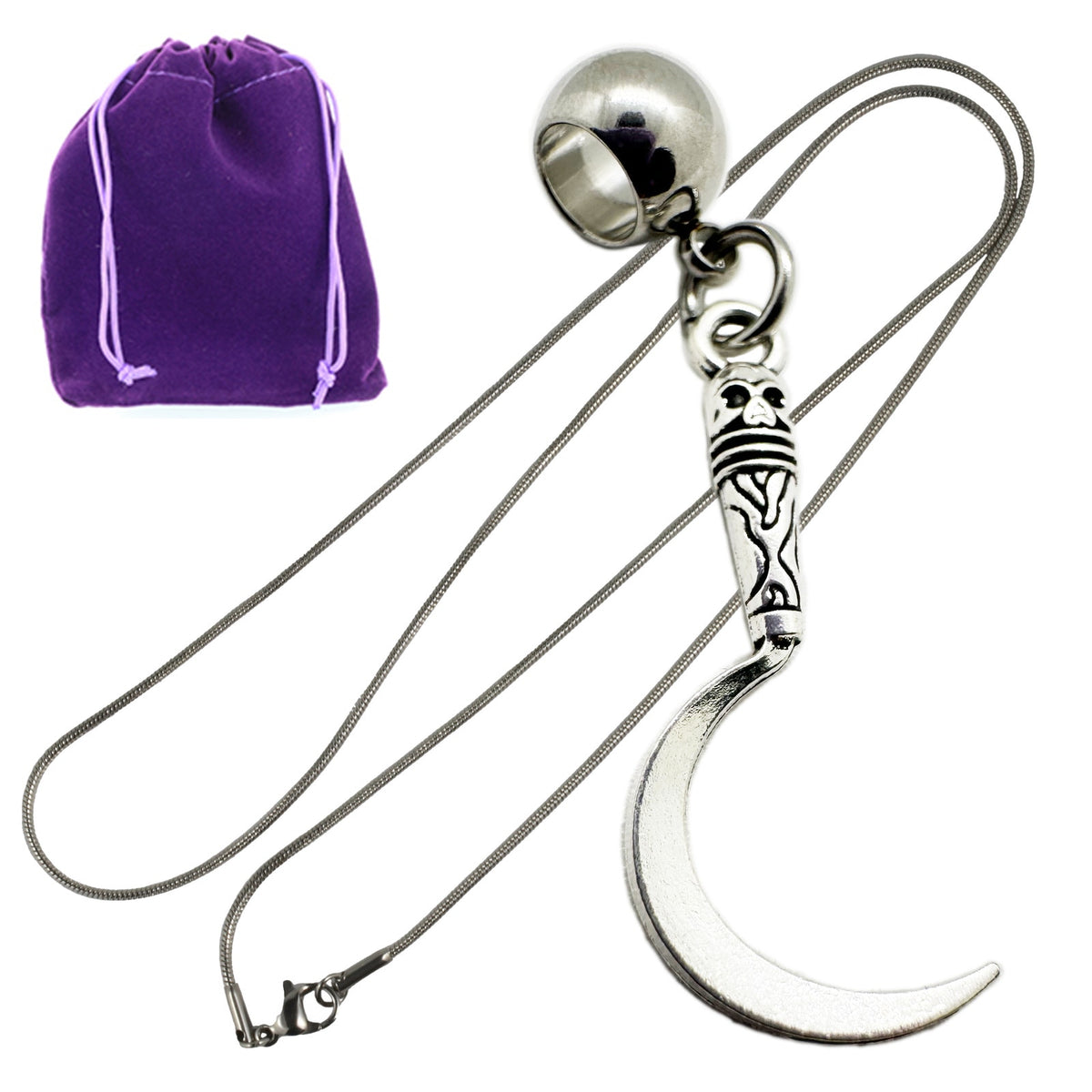 Sickle Charm Necklace with Stainless Steel Snake Chain