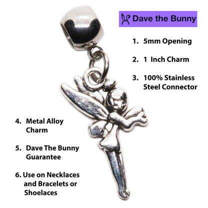Fairy Charm Necklace with Stainless Steel Snake Chain