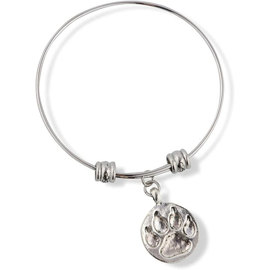 Dog Paw Print Pet Charm Bangle Bracelet