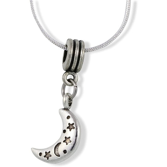 Moon Stars It Charm Necklace with Stainless Steel Snake Chain