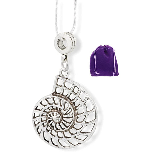 Large Nautilus Sea Shell Outline Charm Necklace