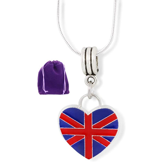 British Flag Charm Necklace with Stainless Steel Snake Chain