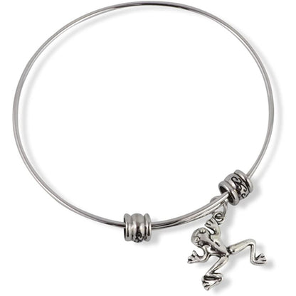 Frog Charm Bangle Bracelet