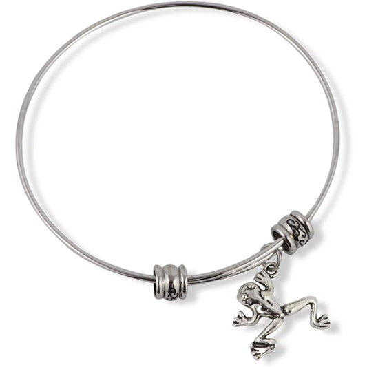 Frog Charm Bangle Bracelet