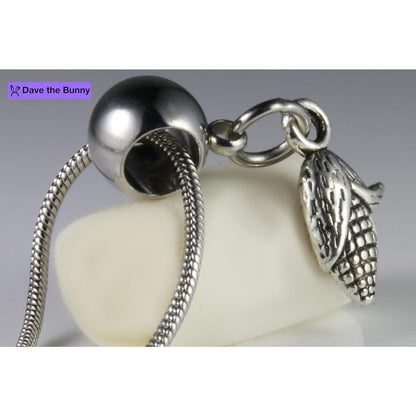 Corn Cob Charm Necklace with Stainless Steel Snake Chain